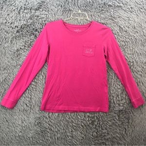 Vineyard Vines Shirt Womens Small Logo Whale Long Sleeve Pink Spellout